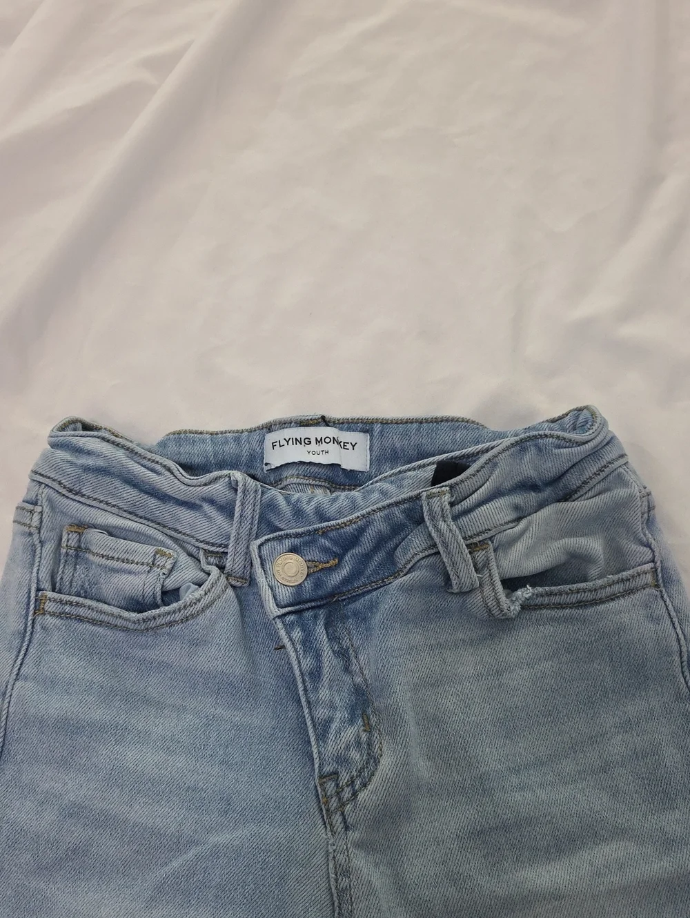 Flying Monkey Light Blue Distressed Flare Jeans